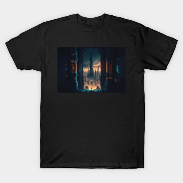 View of the Cyberpunk City T-Shirt by AICreateWorlds